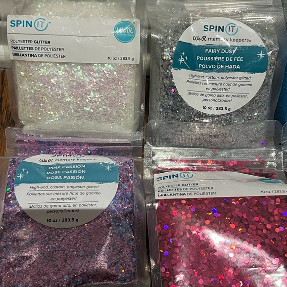 We R Memory Keepers SPIN IT POLYESTER GLITTER 5 NEW 8 used once- 10 oz bags each - Picture 3 of 17